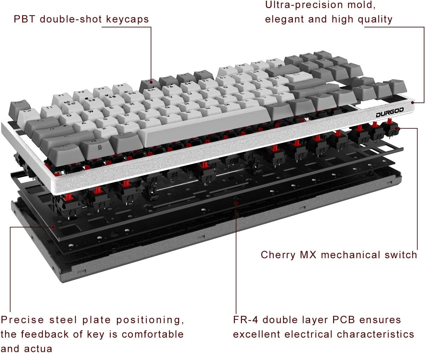 Wired Mechanical Gaming Keyboard - 87 Key - Double Shot PBT