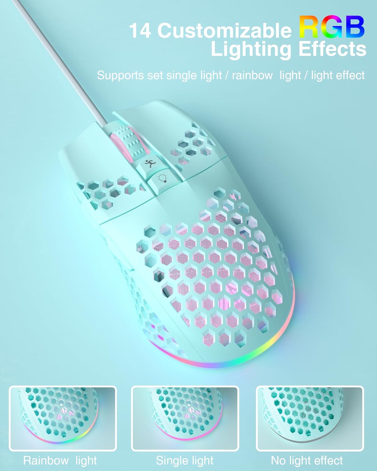 Lightweight Wired Gaming Mouse Honeycomb 7 Programmable Buttons