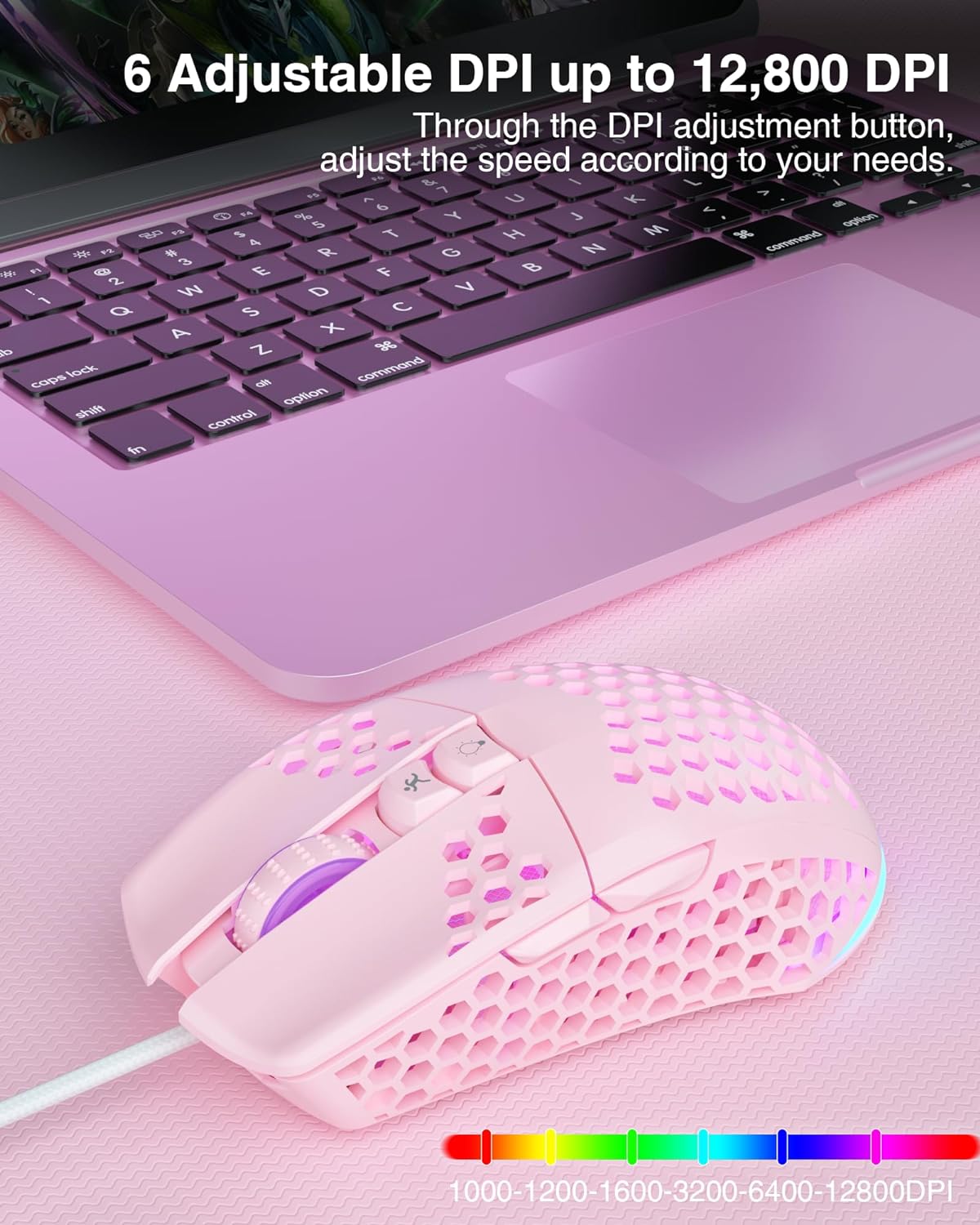 Lightweight Wired Gaming Mouse Honeycomb 7 Programmable Buttons