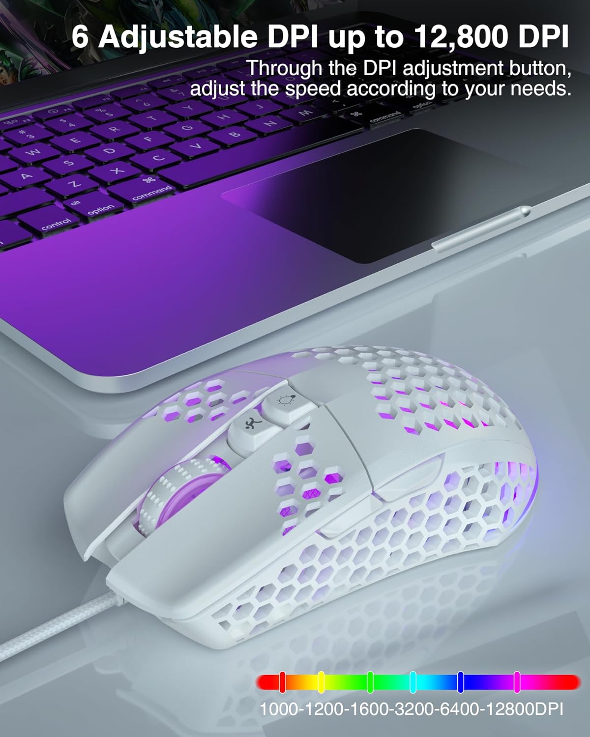 Lightweight Wired Gaming Mouse Honeycomb 7 Programmable Buttons