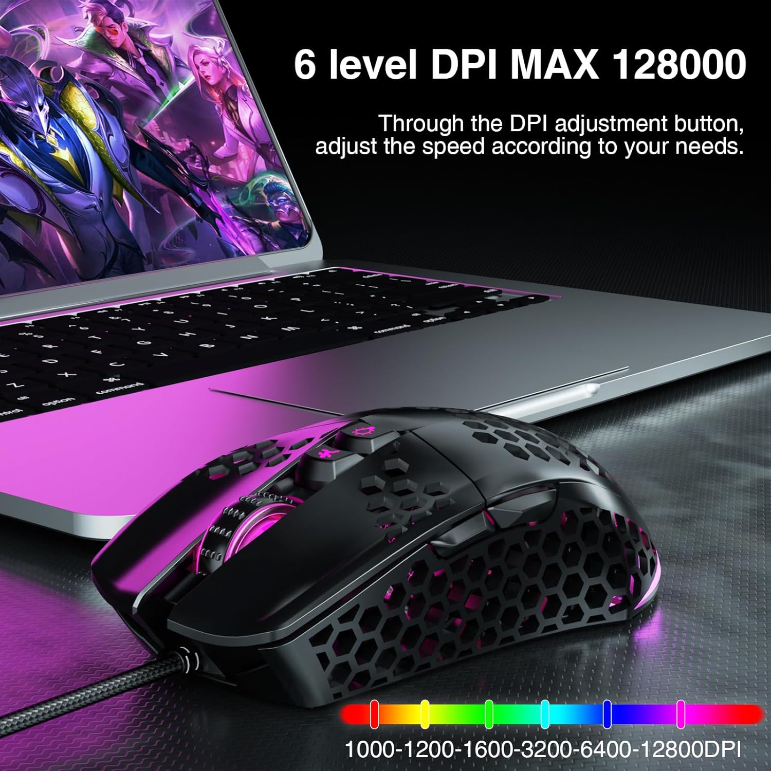 Lightweight Wired Gaming Mouse Honeycomb 7 Programmable Buttons