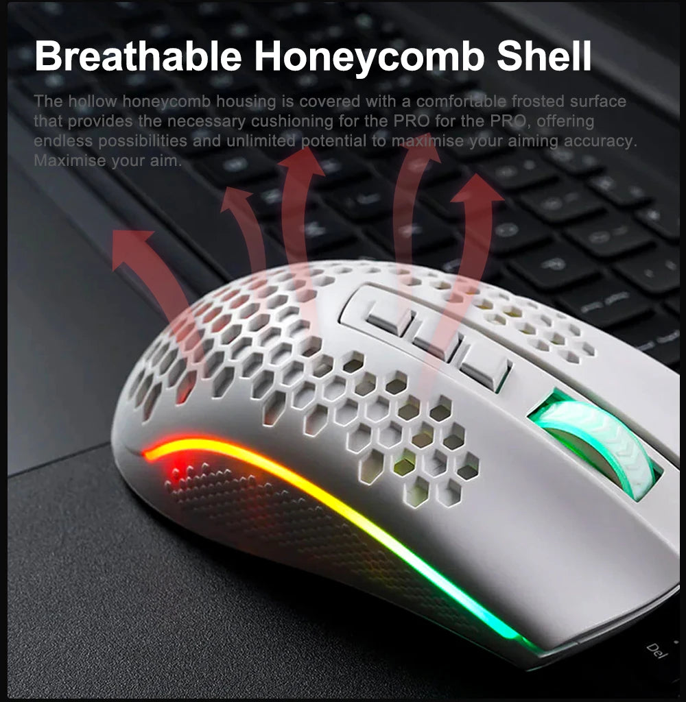 Storm USB Wired RGB Gaming Ultralight Honeycomb Mouse 12400 DPI