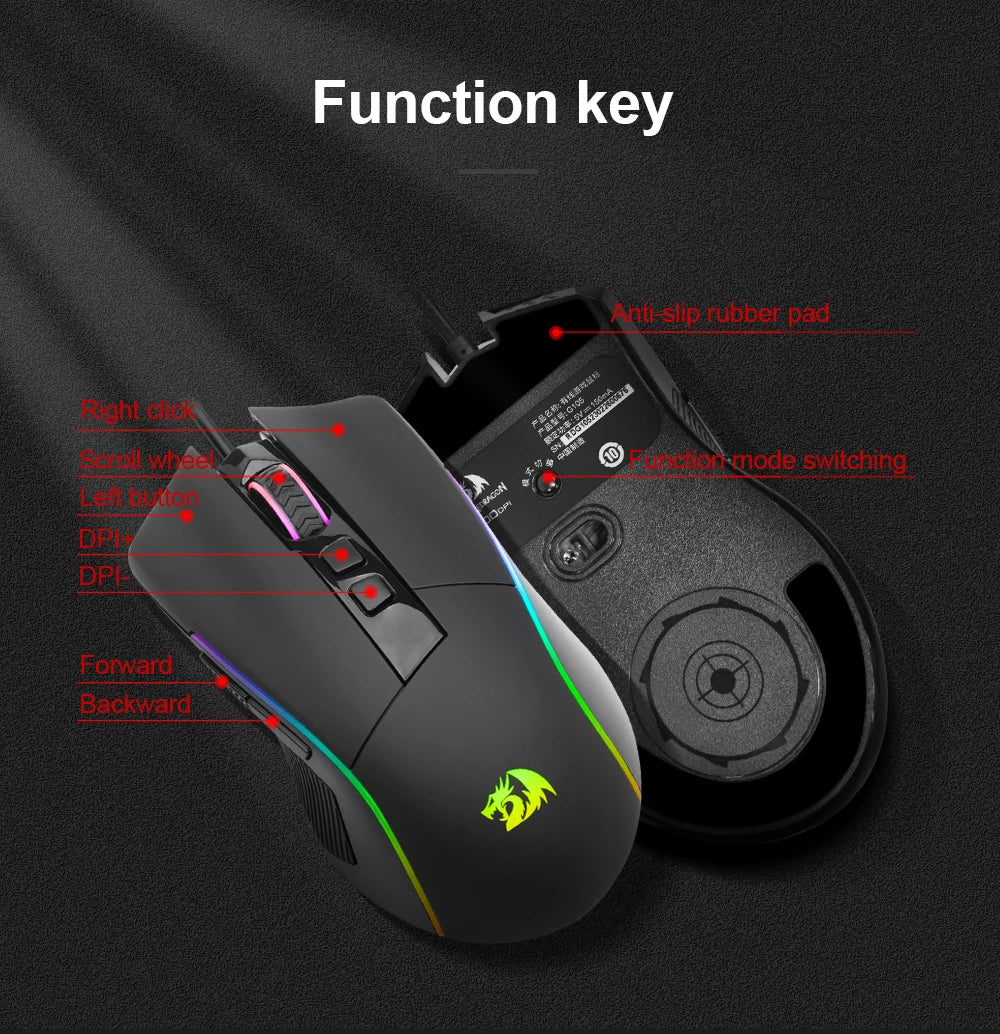 RGB USB Wired Gaming Mouse 8000 DPI 8 buttons ergonomic