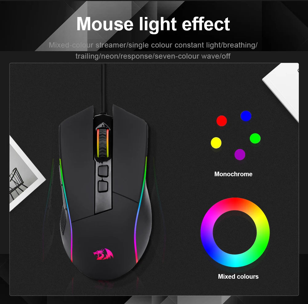 RGB USB Wired Gaming Mouse 8000 DPI 8 buttons ergonomic