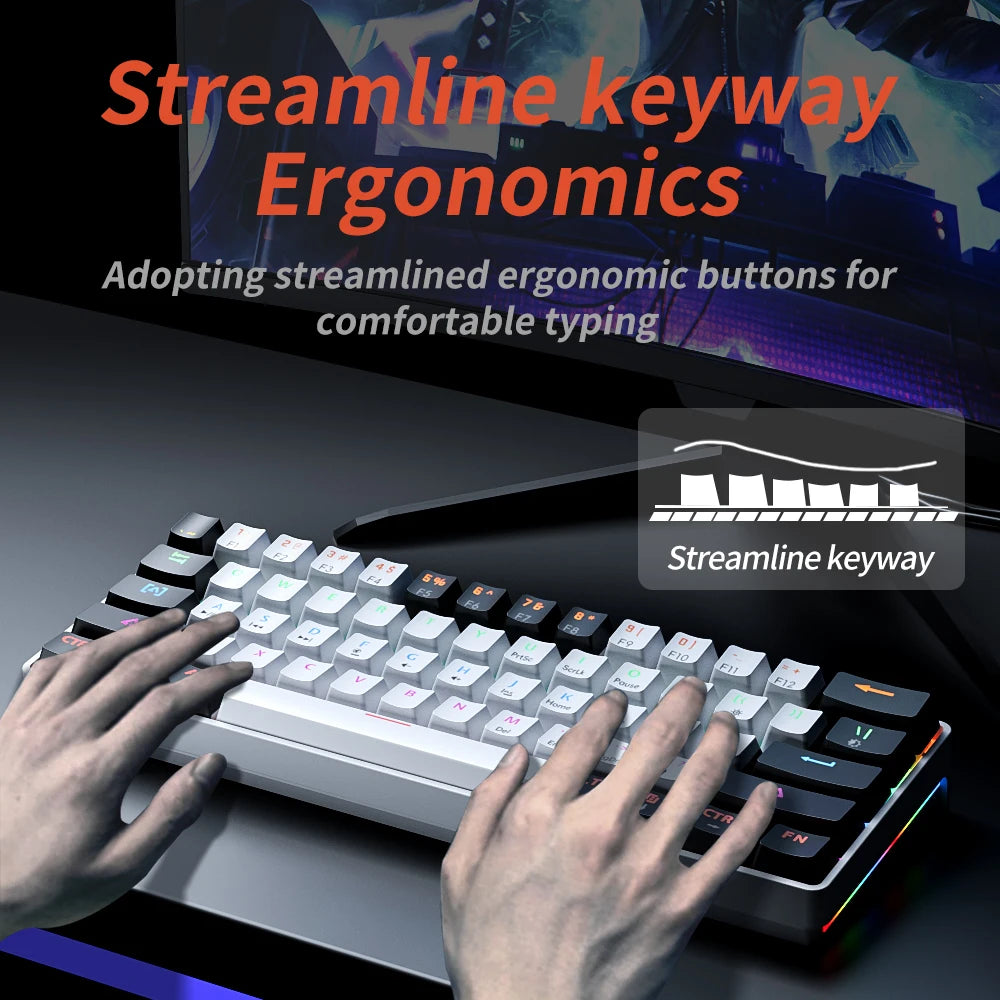 Gaming Mechanical Keyboard Detachable Cable RGB Backlit Hot Swappable