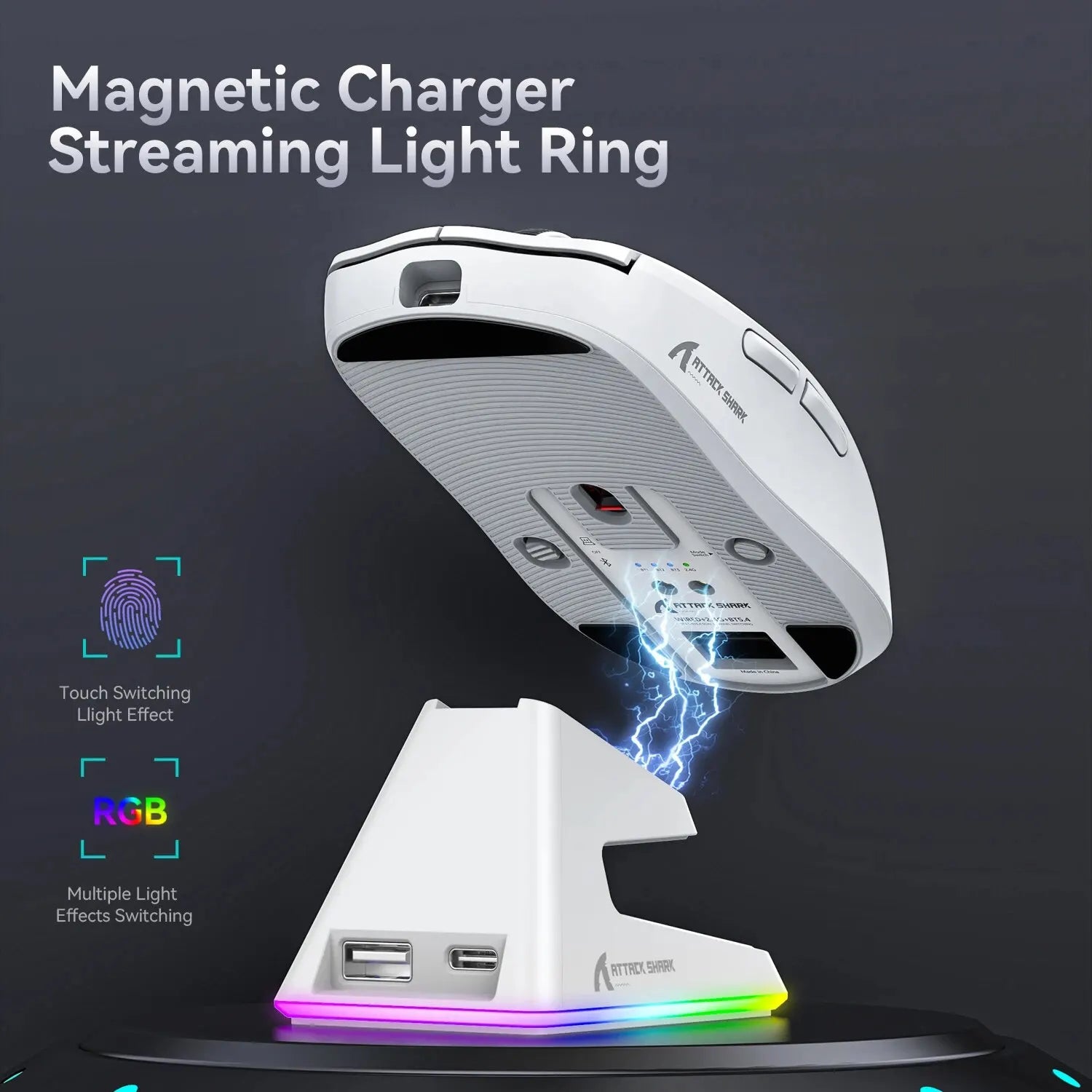 Lightweight Wireless Gaming Mouse with 3 Mode 2.4G BT5.2 RGB Backlight