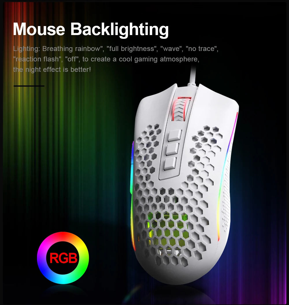 Storm USB Wired RGB Gaming Ultralight Honeycomb Mouse 12400 DPI