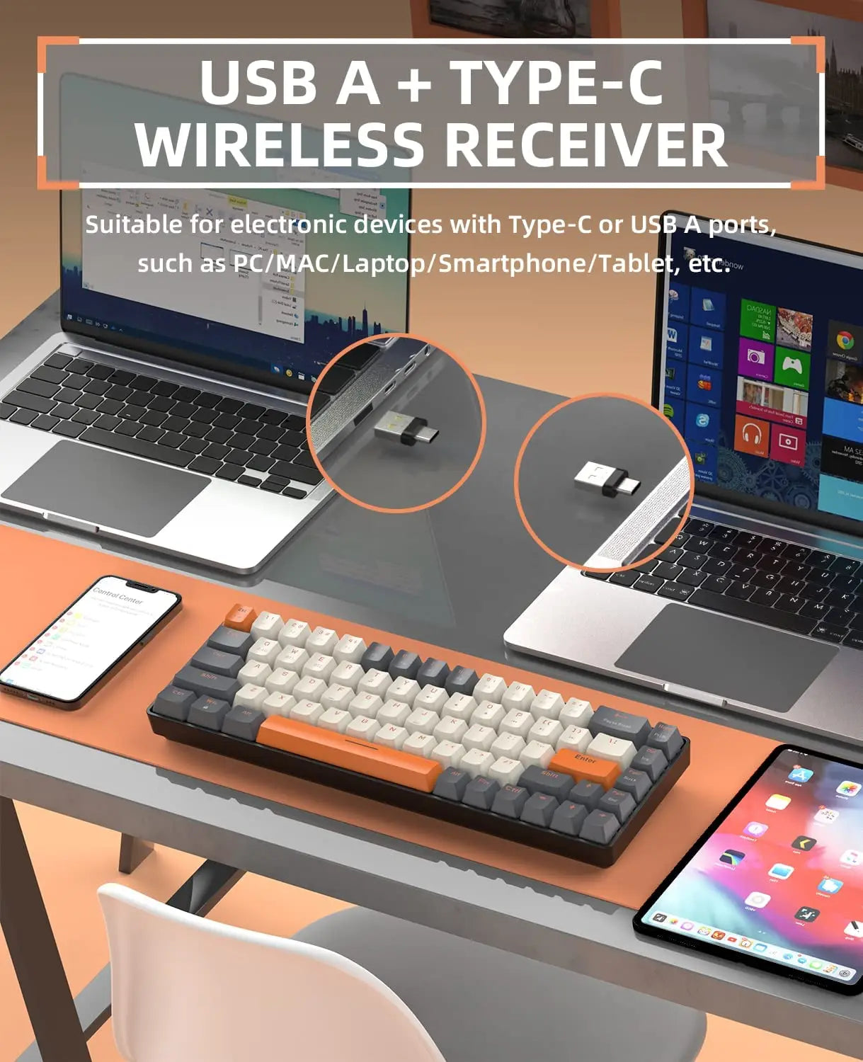 Wireless Mechanical Keyboard Bluetooth Dual Mode Hot-Swappable Mini