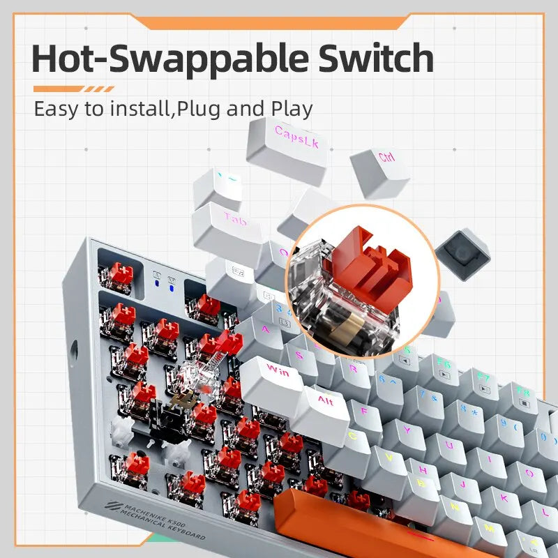 Wireless Gaming Mechanical Keyboard Hot Swap Tri-mode RGB Backlit