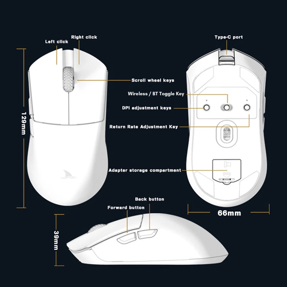 Wireless Mouse Gaming Esports 2.4G Type-C Slim Rechargeable Silence