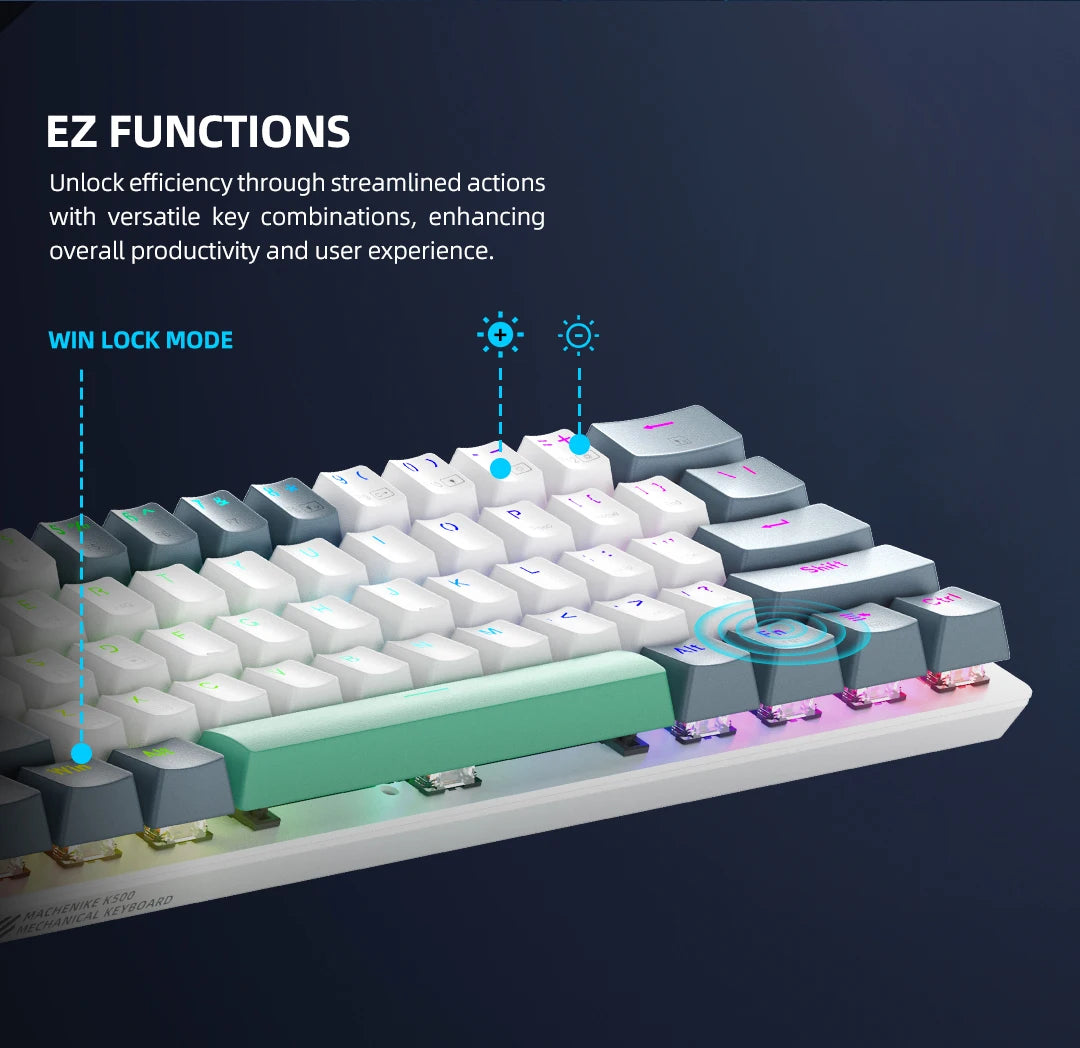 Wireless Mechanical Keyboard 60% Hot-swappable Tri-mode RGB Wireless