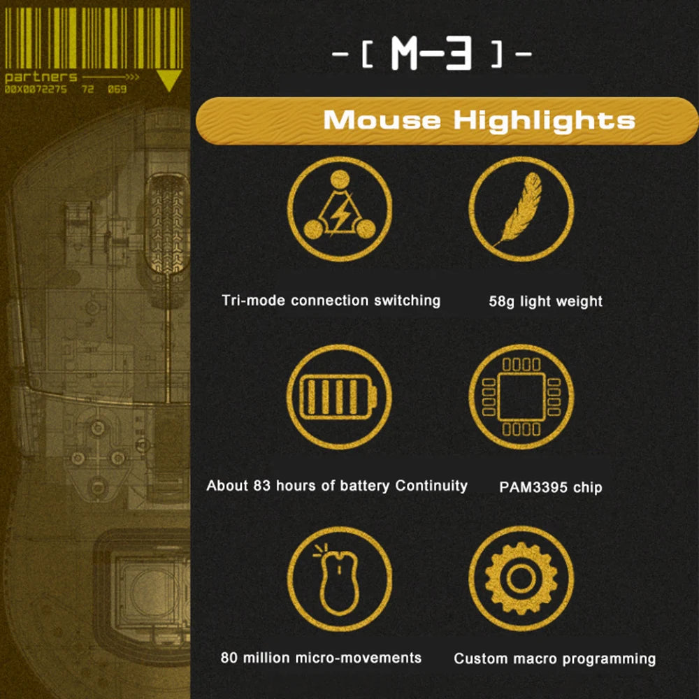 Wireless Mouse Gaming Esports 2.4G Type-C Slim Rechargeable Silence