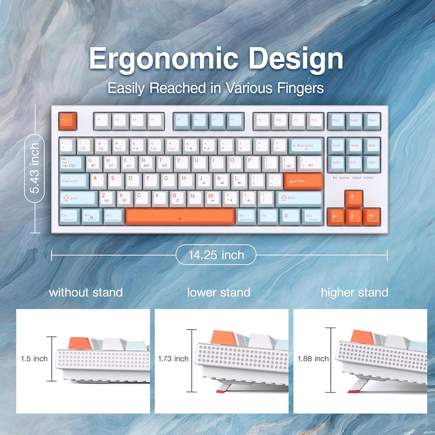 Mechanical Gaming Keyboard TKL Compact Wired Gaming Keyboard LED Backlit - KeysCaps